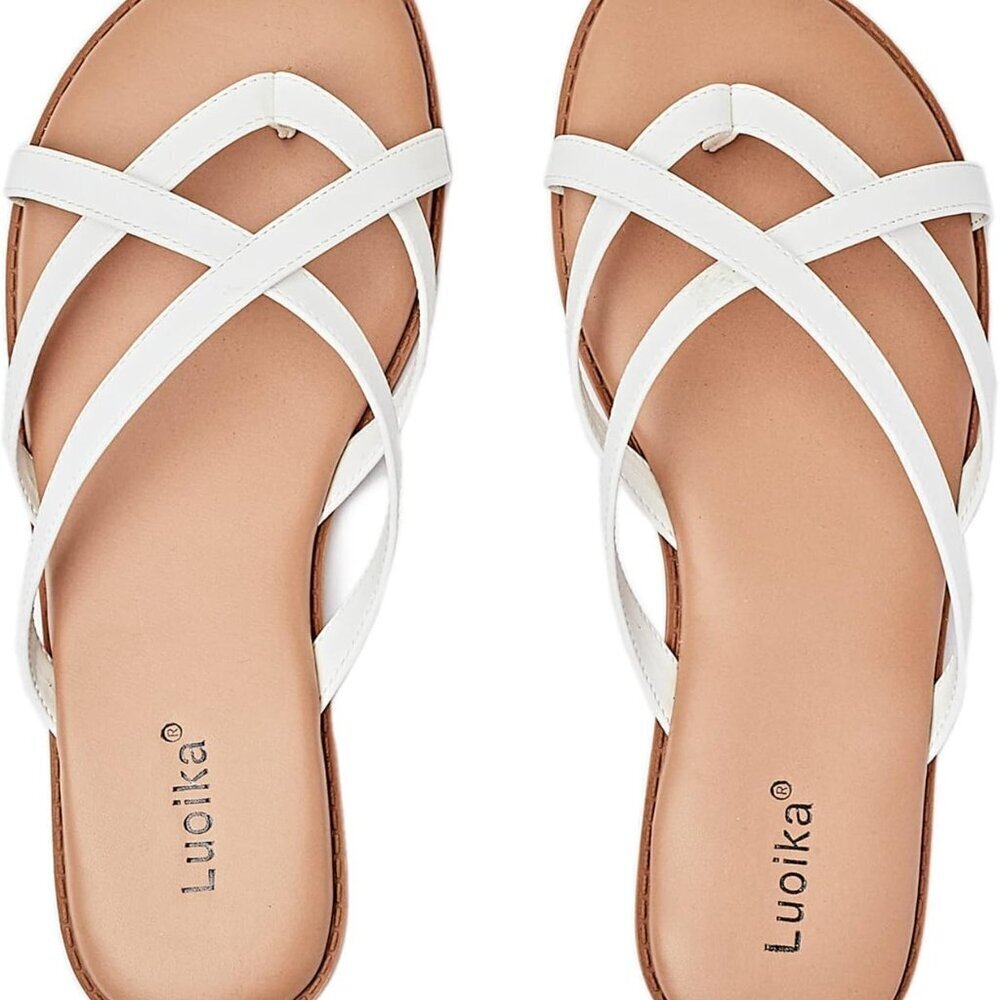 Women's Wide Width Flat Sandals Slip On Summer Beach Shoes Casual Flip Flop